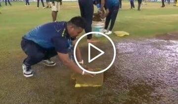 [WATCH] Groundstaff Use Sponge to Dry Out The Pitch For CSK-GT IPL Final